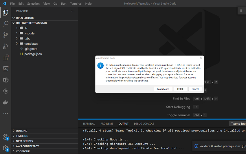 Teams Toolkit for Creating Microsoft Teams Tab
